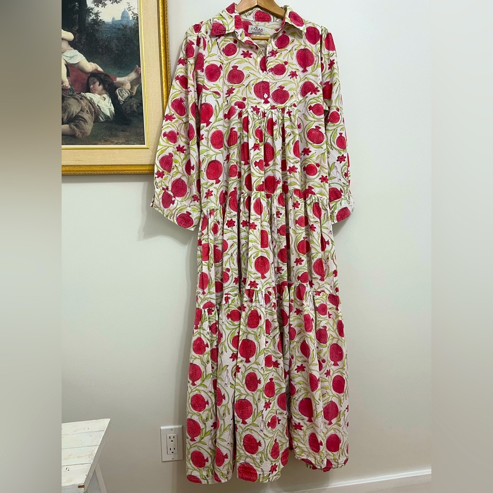 Floral Red and White Maxi Dress